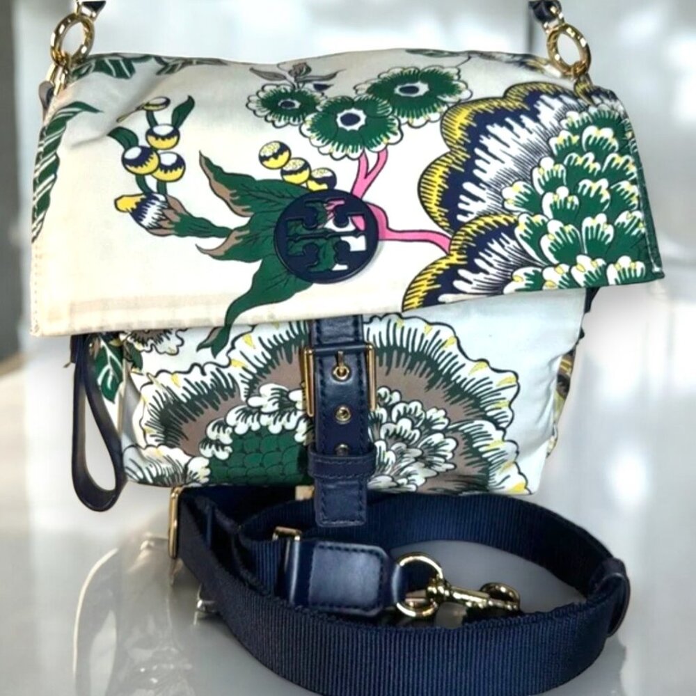 Tory Burch Rare Tilda Medium Printed Nylon Crossbody with COA